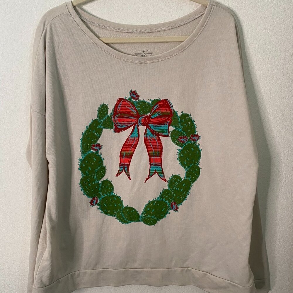 Crazy Train Holiday Wreath Sweater NWOT